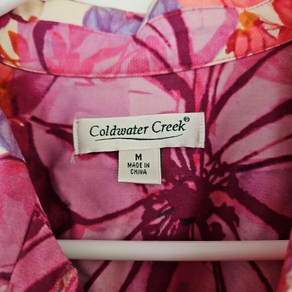 Coldwater Creek Floral Jacket  Pink Purple Jacket Cotton Spandex Sz. Med. Garden - Picture 2 of 9